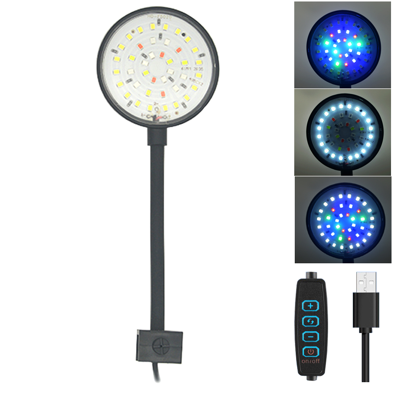 Aquarium Plant Design - USB 水族館 LED ランプ水槽ライト装飾水生植物複数のモード調光可能な明度フルスペクトルミニクリップライト 5V