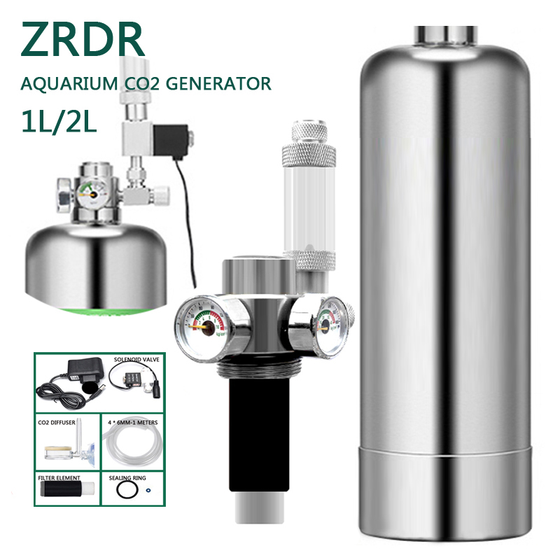 Planted Aquarium Accessories - ZRDR水族館CO2発生器デュアルプレッシャーゲージバブルゲージ電磁弁水槽原料活性CO2発生器