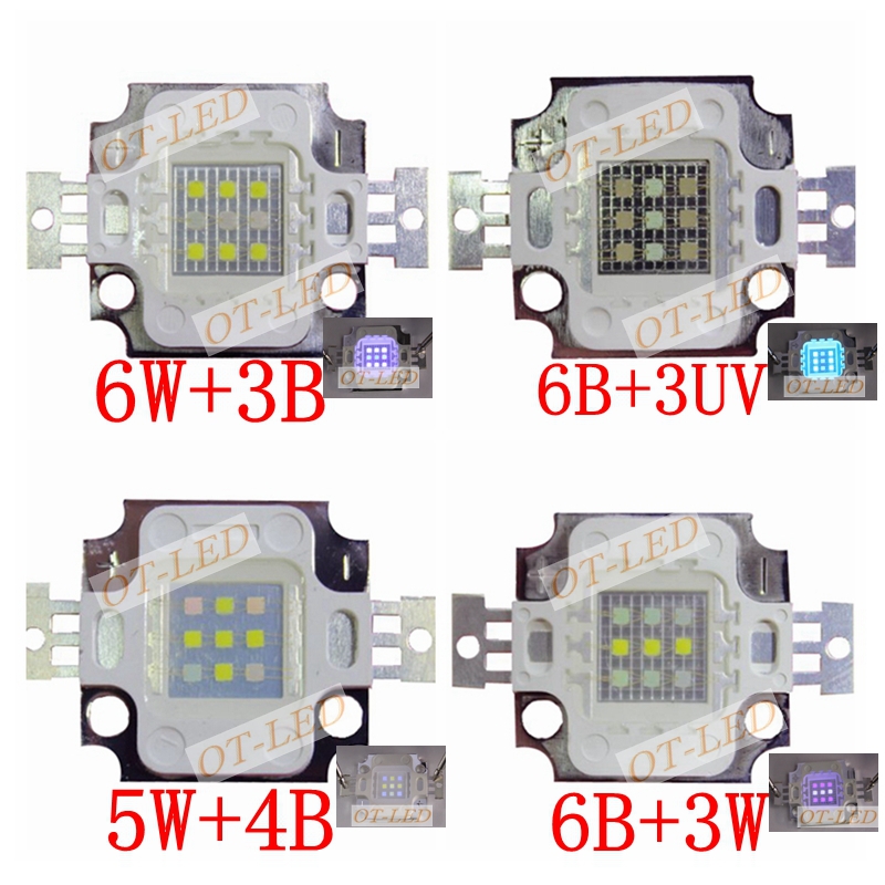 Planted Aquarium Uv Light - ハイパワーled電球10wスクエア,5個,ハイブリッド,クールホワイト10000k,ロイヤルブルー,450nm/uv 395nm,植物成長水族館,新品