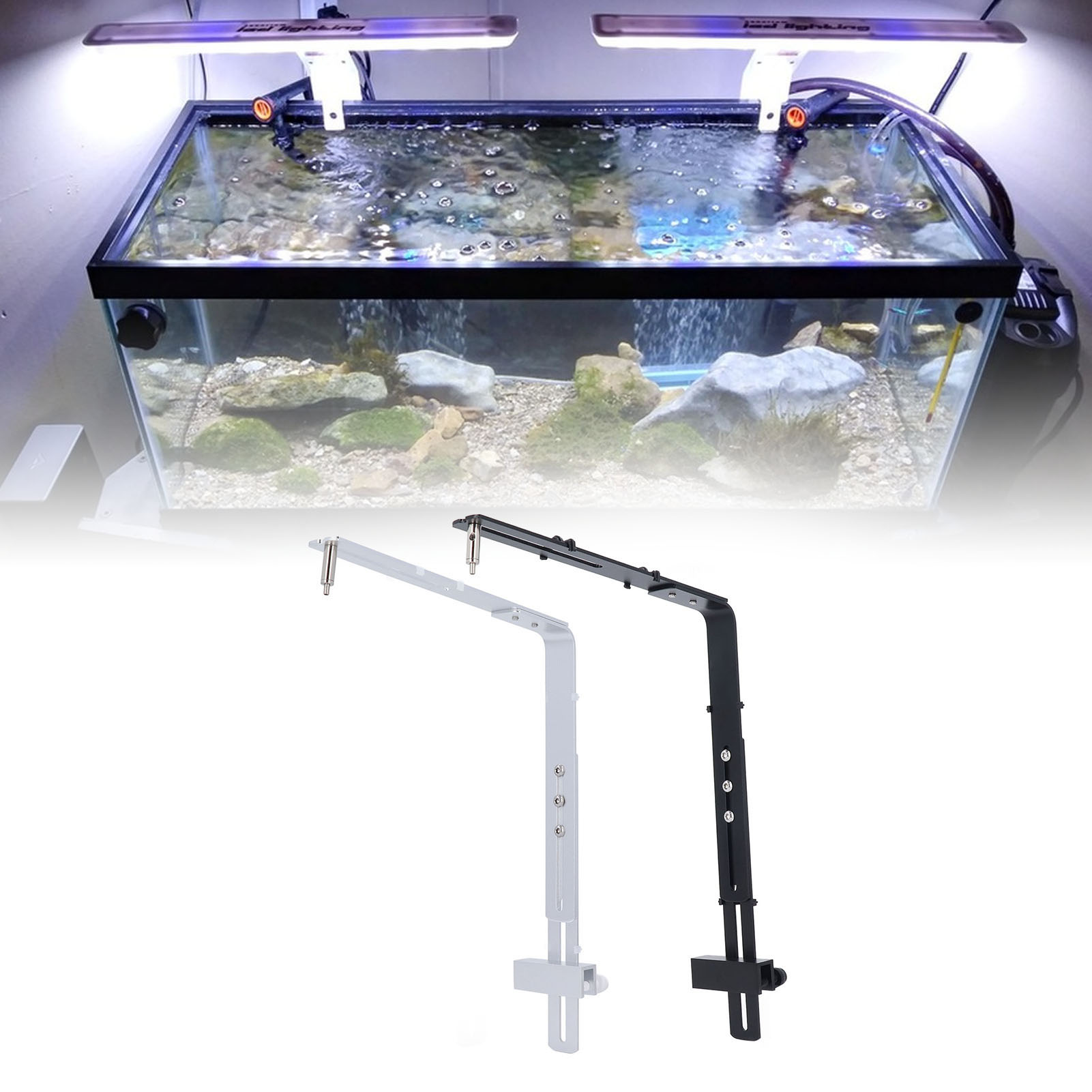 Aquarium Plant Holder - 水槽ランプスタンド水槽ライトブラケットアルミニウム合金多用途美的魚ライトホルダー吊り下げランプ用に柔軟に使用可能