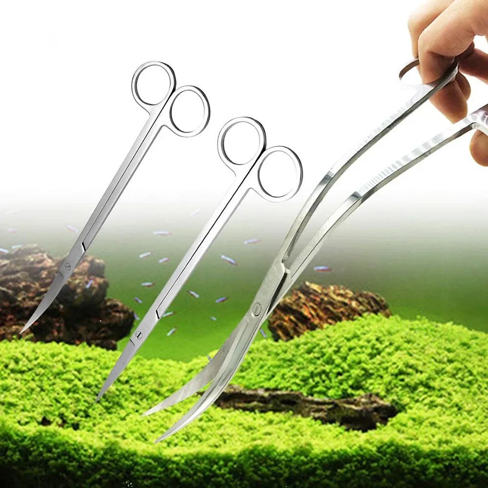 Planted Aquarium Tank Kit - 水族館水生トリミング植物ピンセットはさみへらアクアスケーピングツールステンレス鋼クリーニングツールキット水槽