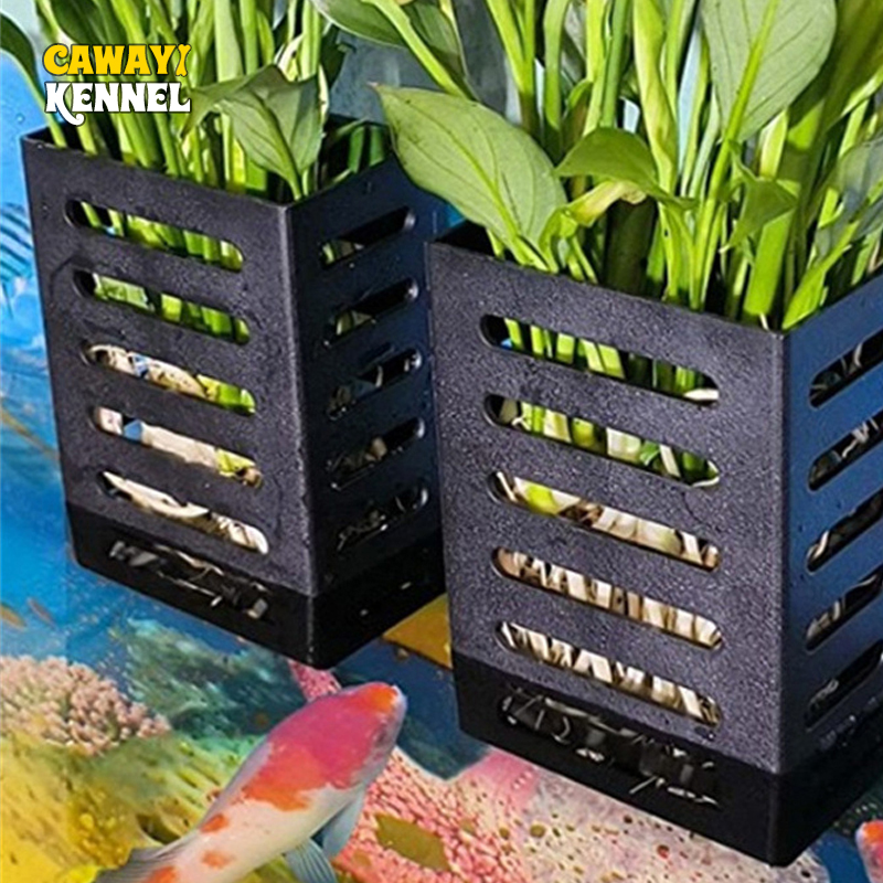 Aquarium Plant Holder - ペットの水槽の装飾水族館植物スタンド吸着性水耕植物収納プラスチック水族館正方形中空収納バスケット