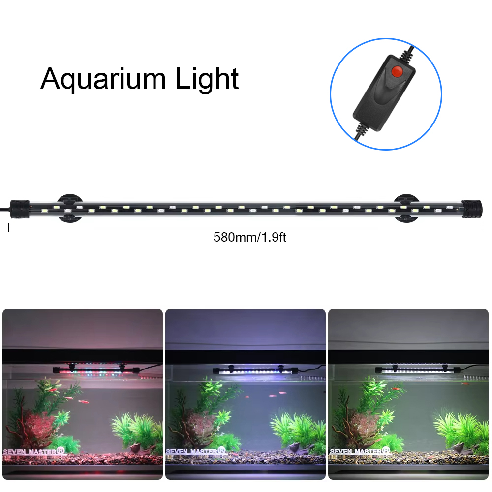 Aquarium Plant Design - 防水LED水族館植物成長ランプ,水槽ライト,水中水族館ライト,装飾照明,90-260v,5730チップ,58cm
