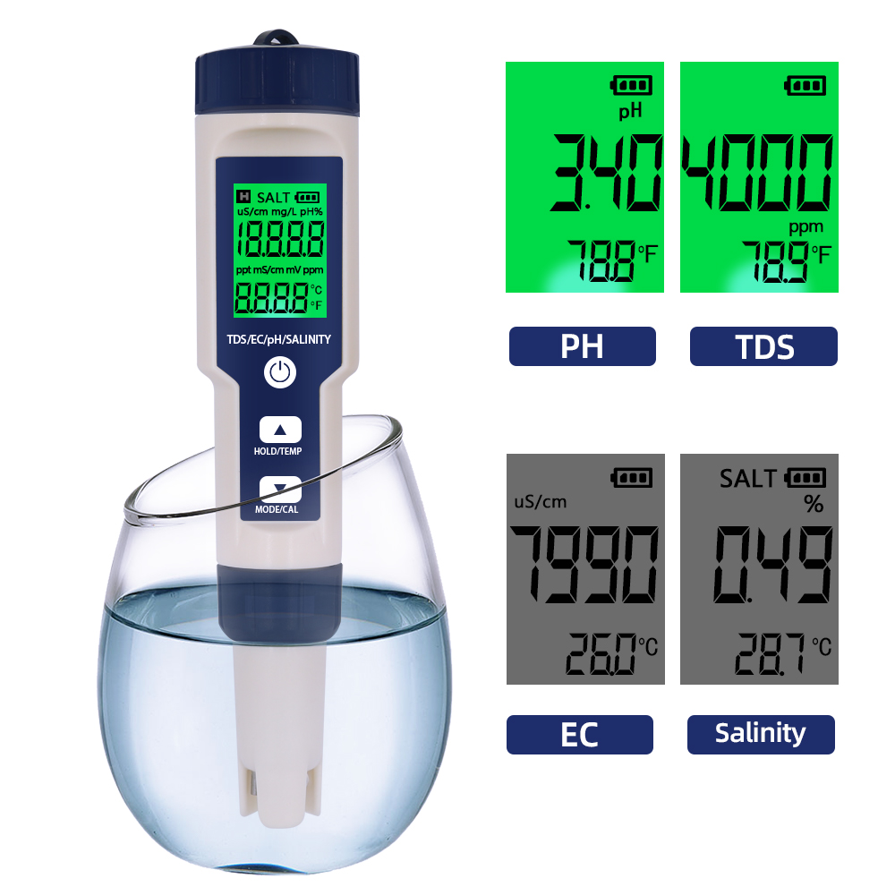 Planted Aquarium Test Kit - プロの水質テスター,5 in 1,tds,ph,ec,温度,塩分計,プール分析装置,飲料水水族館モニター