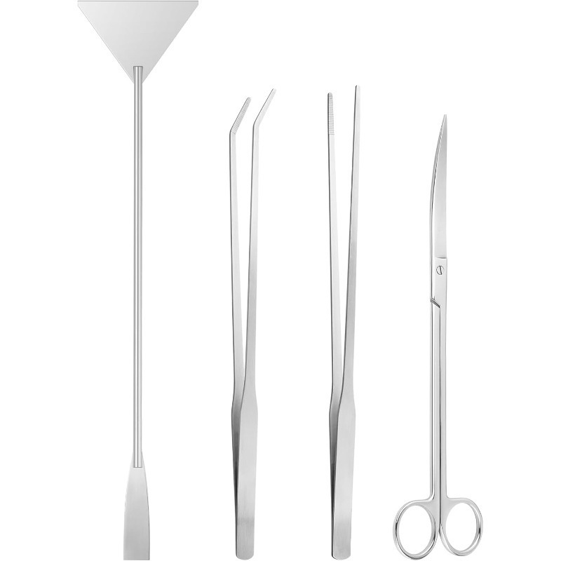 Planted Aquarium Tank Kit - 水槽キット、テラリウム用品には、テラリウムツール用の長いピンセット、水槽清掃用の藻類除去器、植物トリミング用の道具が含まれます。