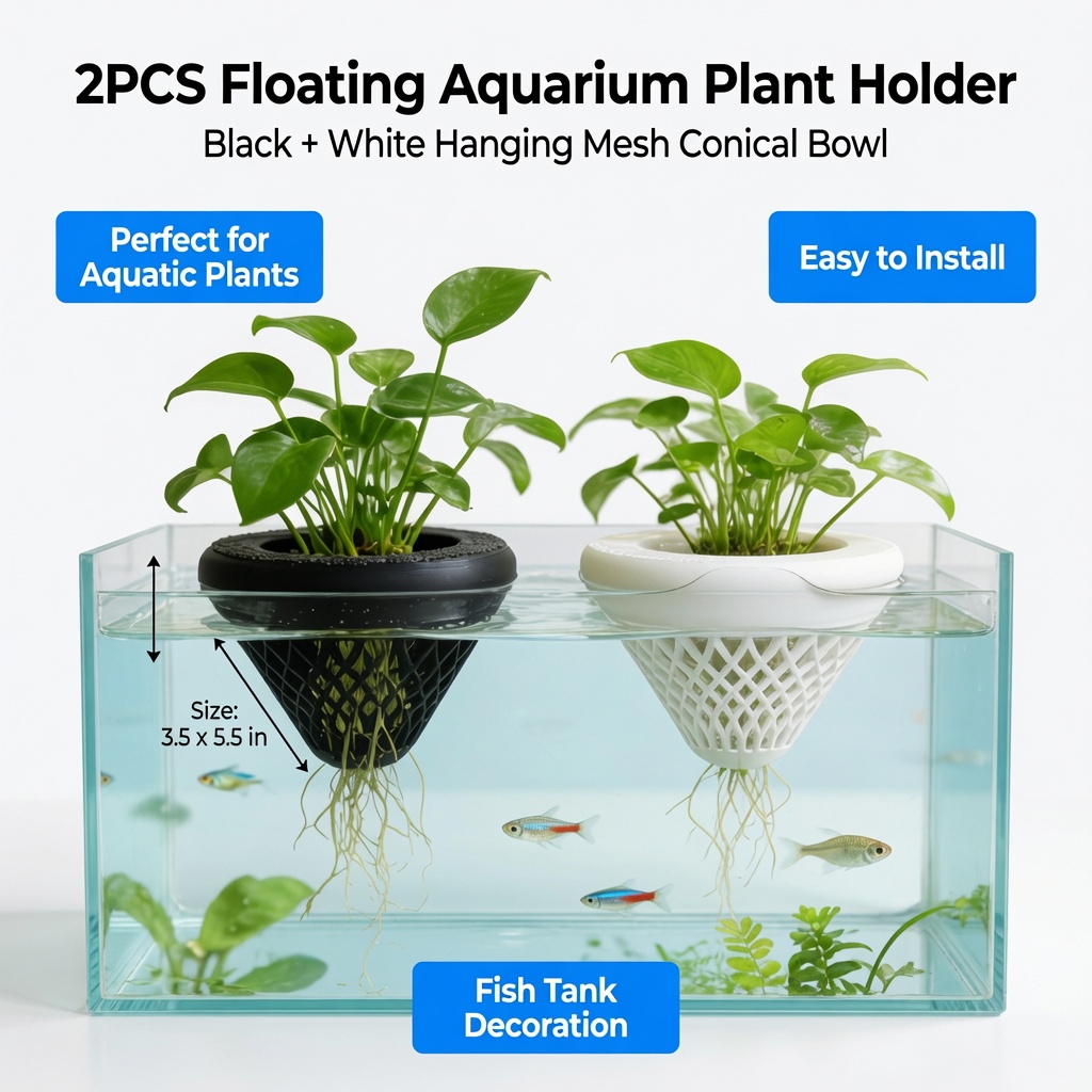 2個入りフローティングアクアリウムプラントホルダー、水槽用吊 - Aquarium Plant Holder のレビューと価格