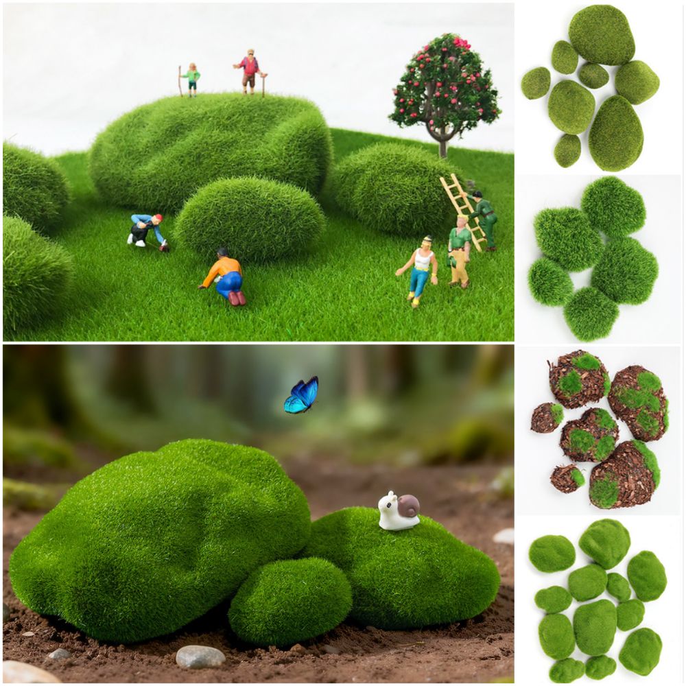 2/4/6/10 個グリーン人工苔石マイクロ風景植毛フォーム - Planted Aquarium Moss のレビューと価格