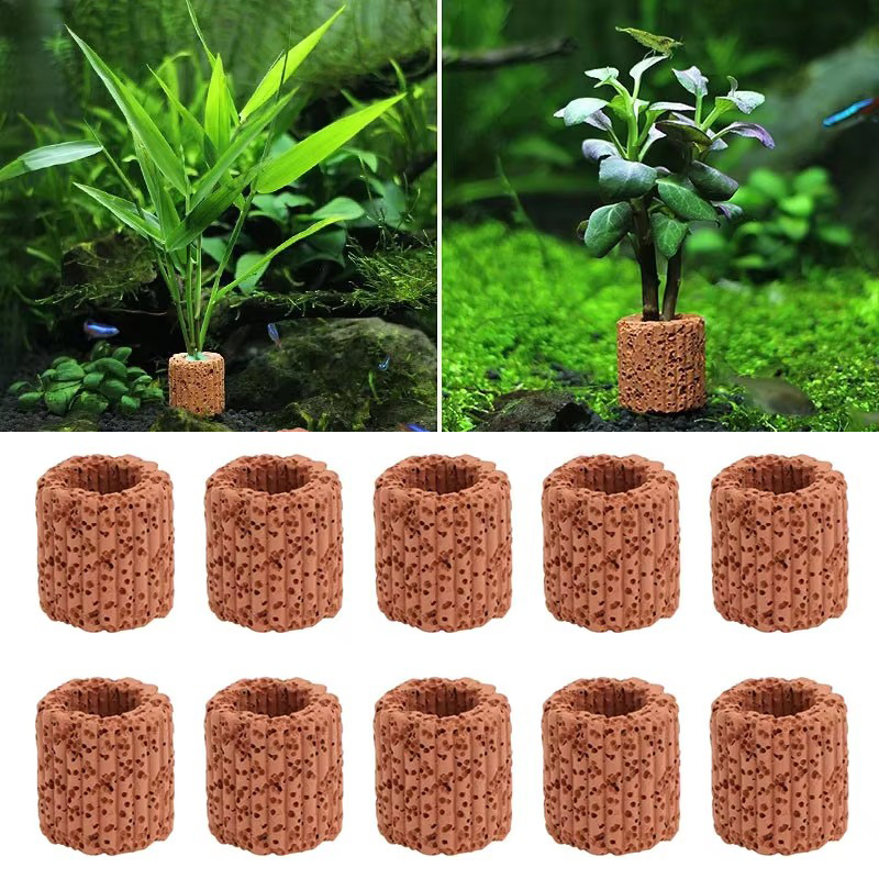 水生植物固定リング水族館風景セラミック水植物ポットリングツー - Aquarium Plant Rings のレビューと価格