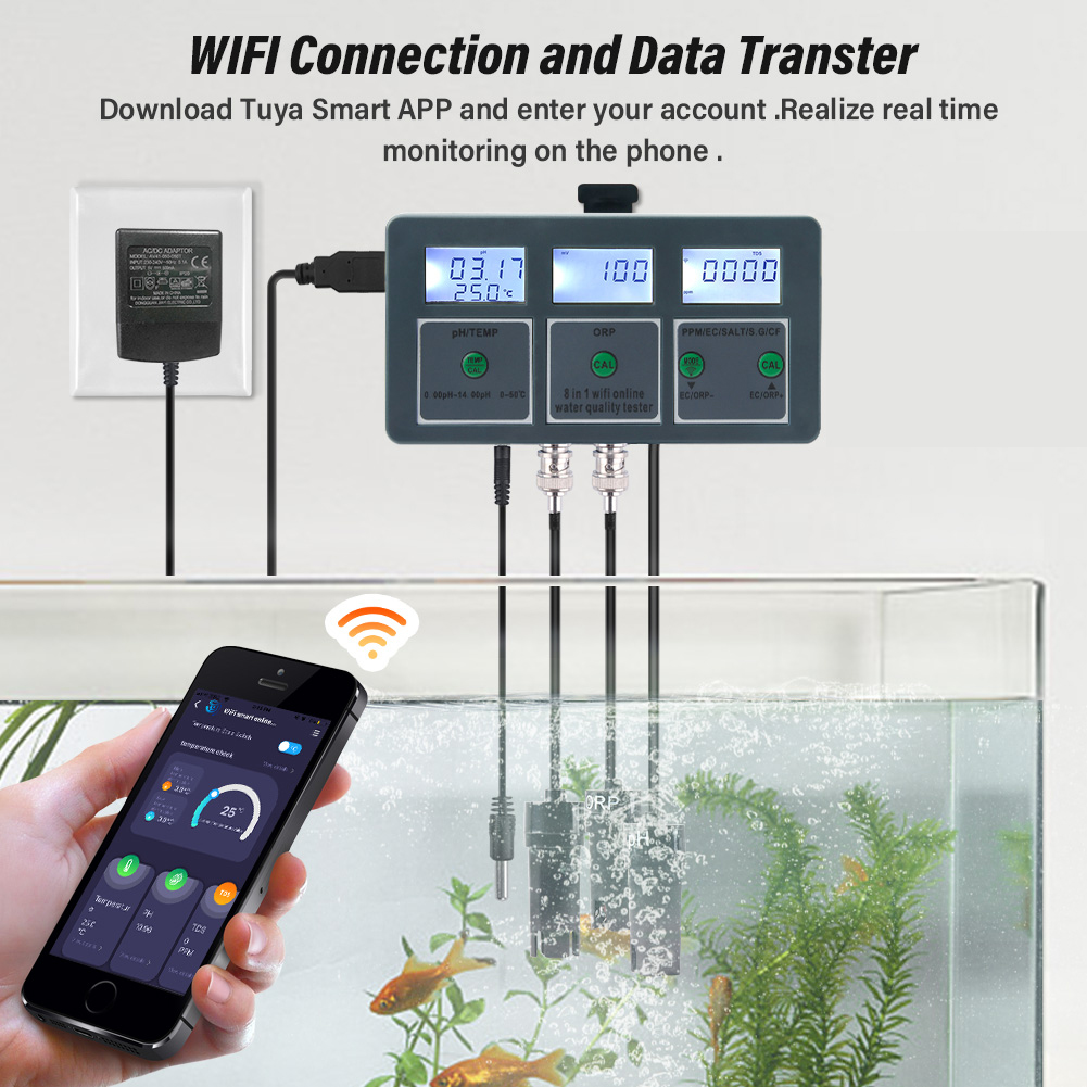 YAGO 8 in 1 WiFi水槽水質テスター スマートP - Planted Aquarium Test Kit のレビューと価格
